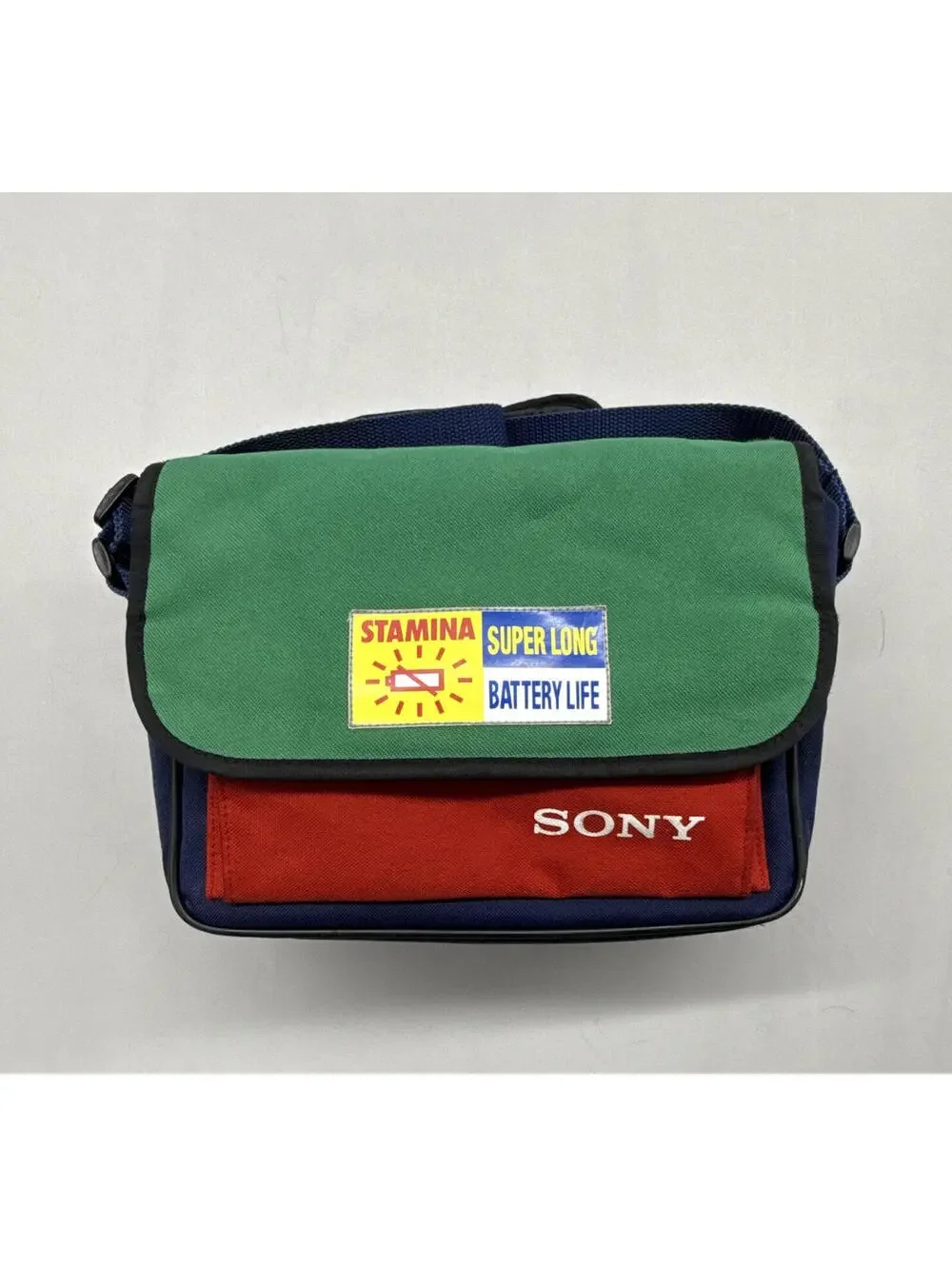 Vintage Sony Stamina Camcorder Bag Colorblock Green Red Blue Shoulder Camera bag